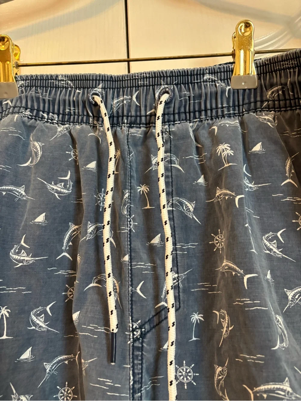 Salt Life Navy Blue Sail and Palm Print Swim Trunks 2xl